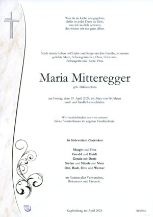 Portrait von Maria Mitteregger